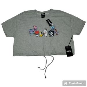 BT21 GREY DRAWSTRING FASHION TOP